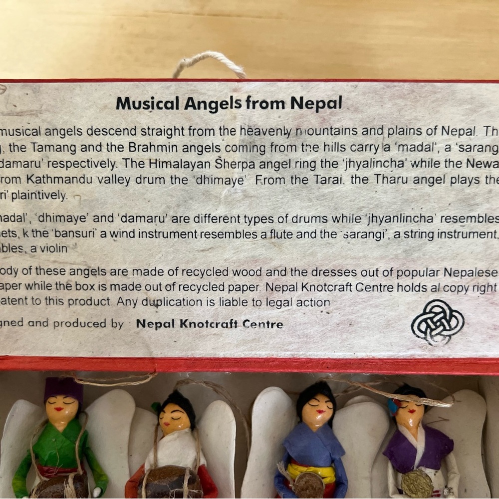 Vintage Musical Angels from Nepal Knotcraft Center Set of 4 - Picture 5 of 9